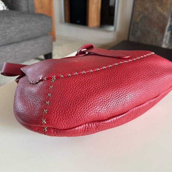FENDI Rare Authentic Vintage Selleria Red Stitch Leather Bag Shoulder - Picture 11 of 15